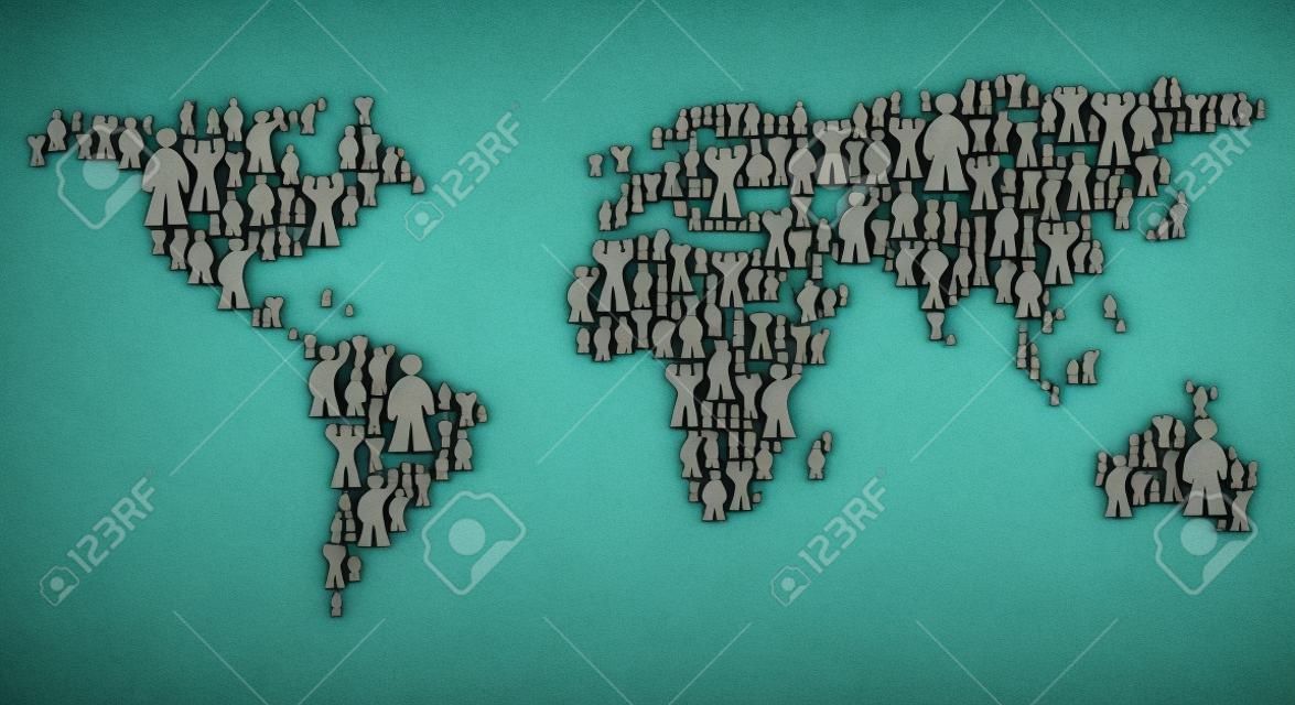 world map created from people shapes