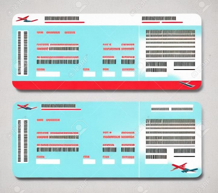 Illustratie van twee verschillende vliegtuigtickets template
