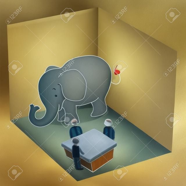 在房間隱喻大象的圖像。