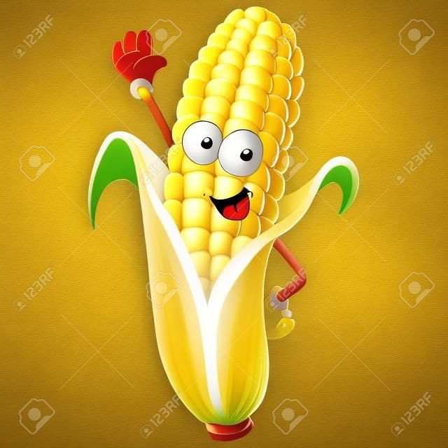 Een afbeelding van een oor van maïs cartoon karakter.