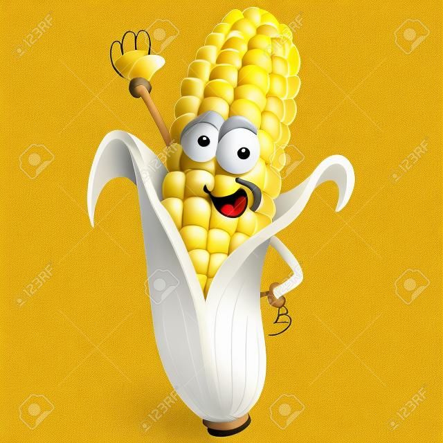 Een afbeelding van een oor van maïs cartoon karakter.