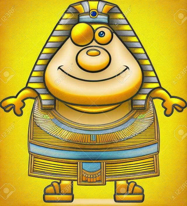 A cartoon illustration of an Egyptian Pharaoh looking happy.
