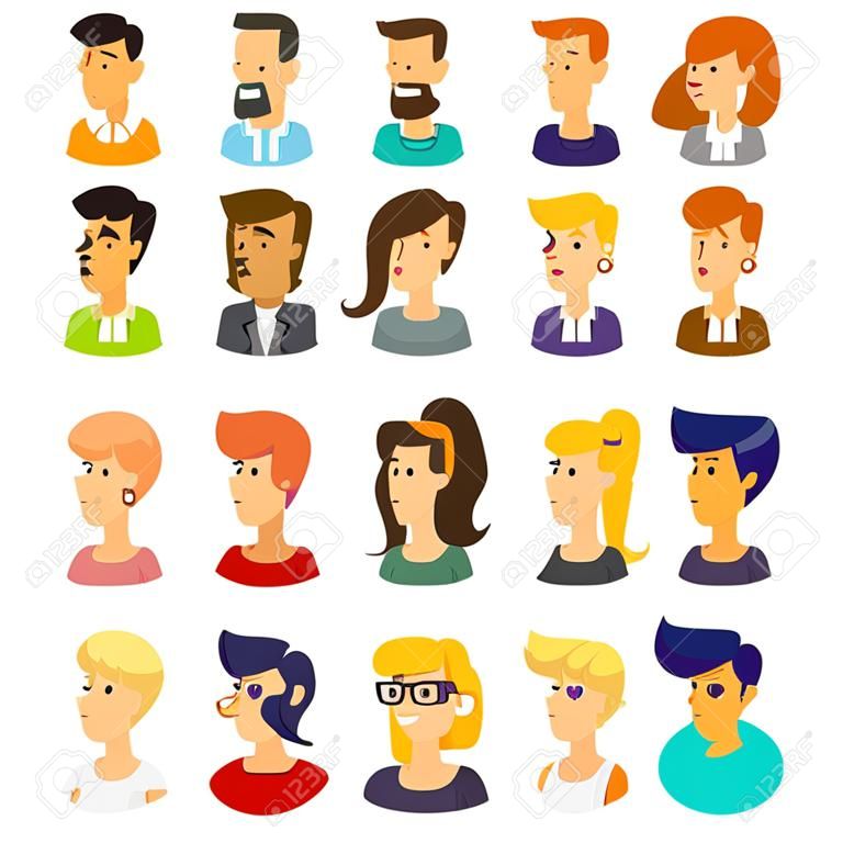 Vector set of avatars de dessins animés matériels. Caractères pour le web