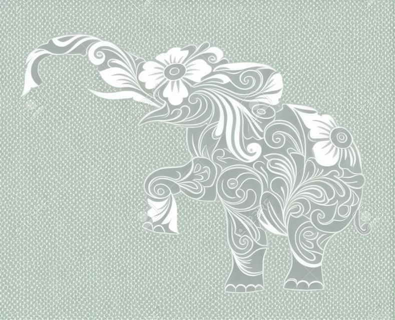 Niza, vector lisa y limpia, floral elefante ornamento