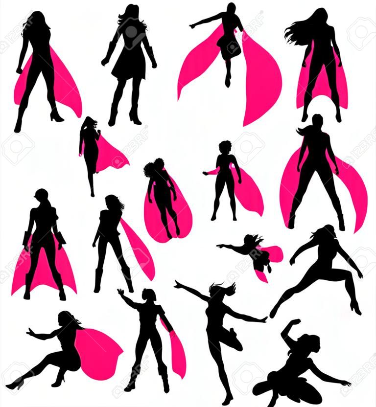 Female superhero silhouettes