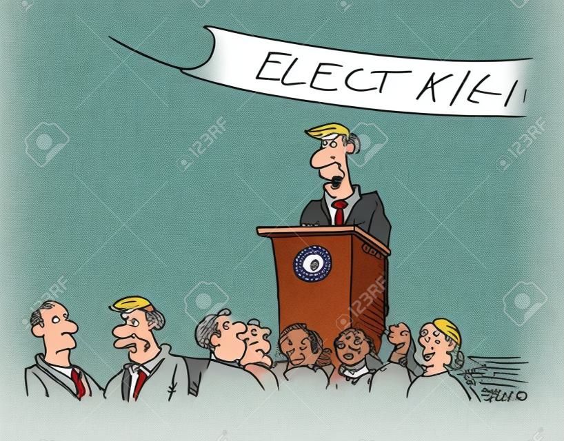 cartone animato di un discorso politico,