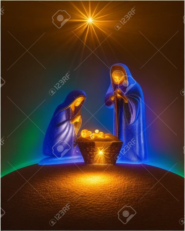 Cena da natividade de Natal com a Sagrada Família