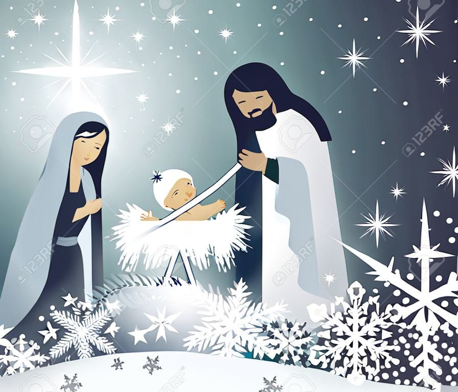 神聖な家族のキリスト降誕のシーン
