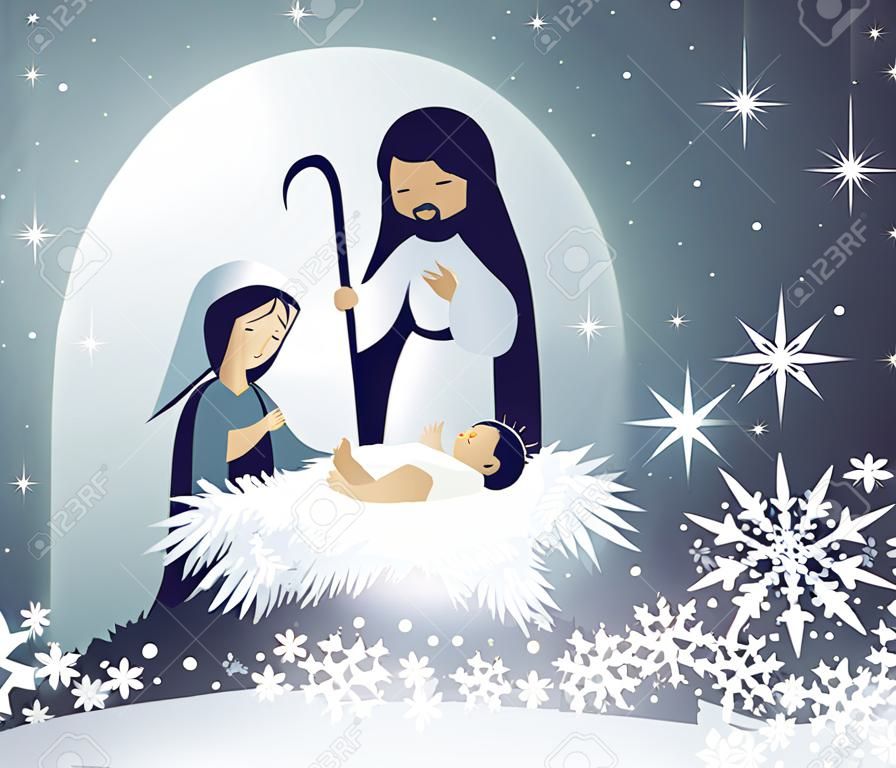 神聖な家族のキリスト降誕のシーン