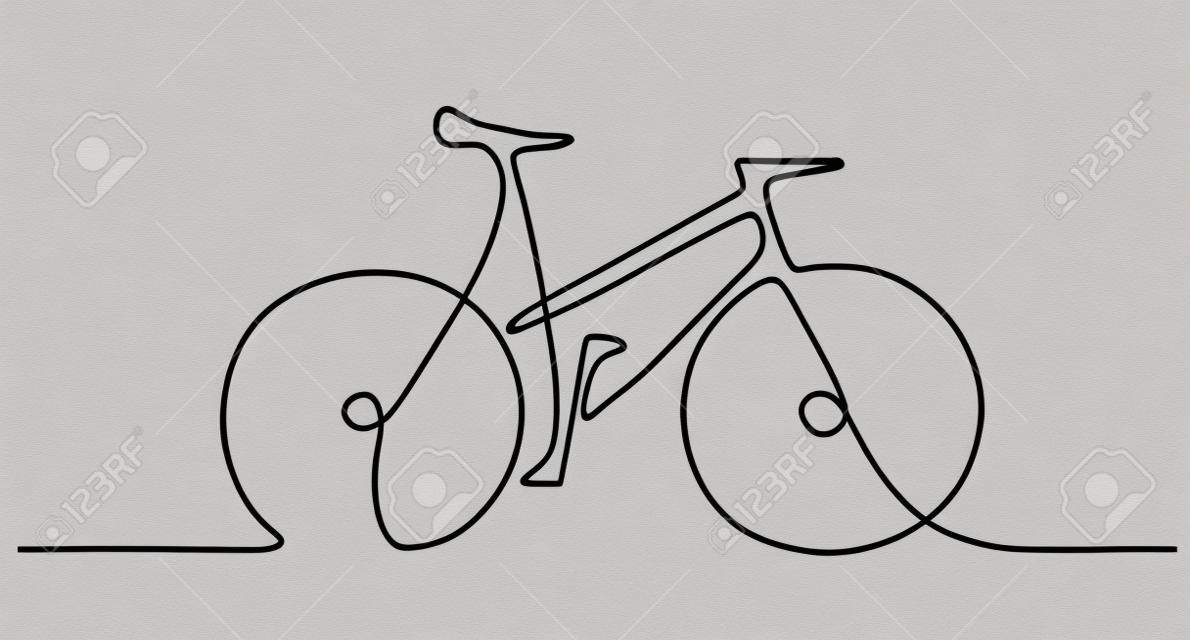 Abstract one line drawing with bike