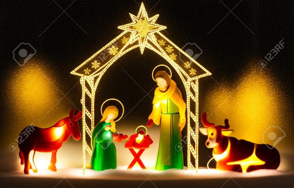 聖なる家族とのクリスマスイルミネーション