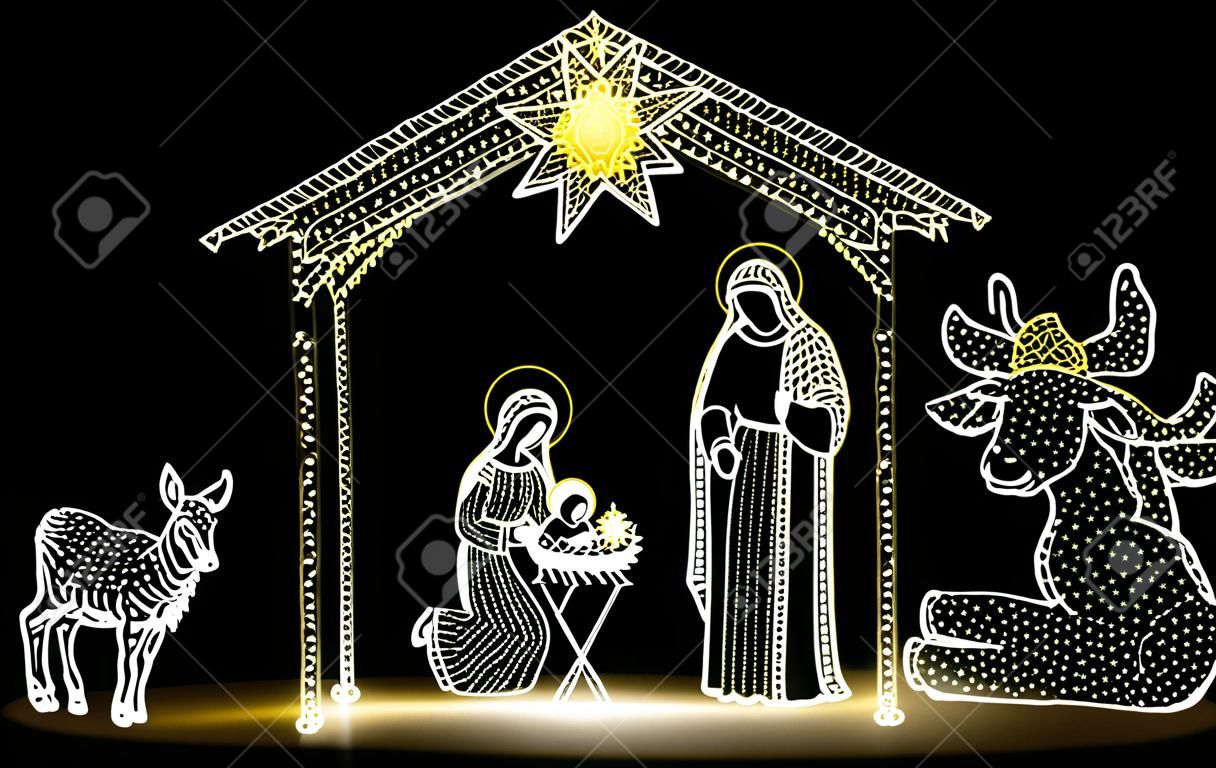 聖なる家族とのクリスマスイルミネーション