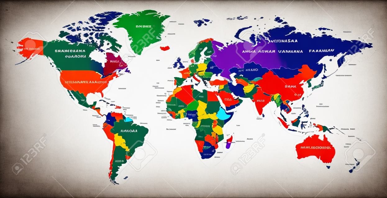 Color world map. Political map.