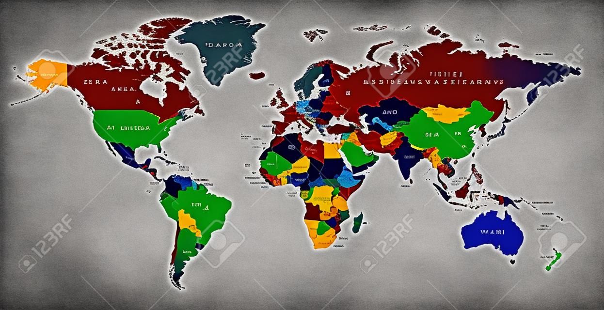 Color world map. Political map.