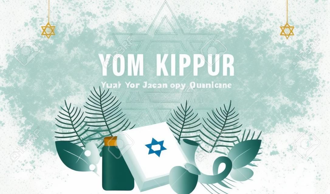 Yom Kippur Template Vector Illustration. Jewish Holiday Decorative Design Suitable for Greeting Card, Poster, Banner, Flyer. Israel Holiday for Judaism religion, day of atonement