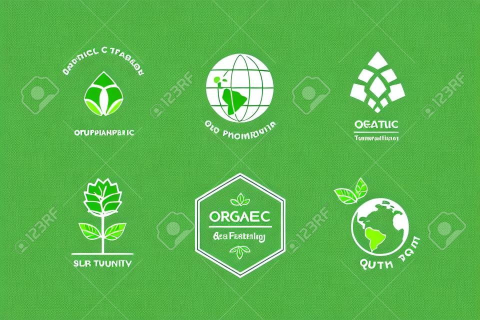 Écologiques modèles de logo. Emblèmes vectorielles pour les fondations écologiques, les produits biologiques, les aliments naturels et de la médecine, la technologie verte