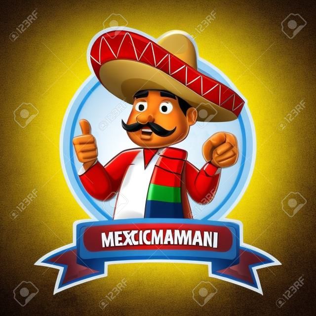 Cartoon Mexicaans man mascotte het geven van duim op