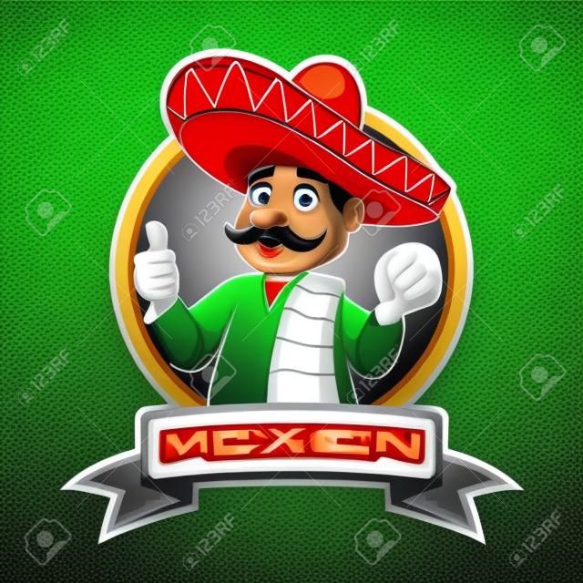 Cartoon Mexicaans man mascotte het geven van duim op