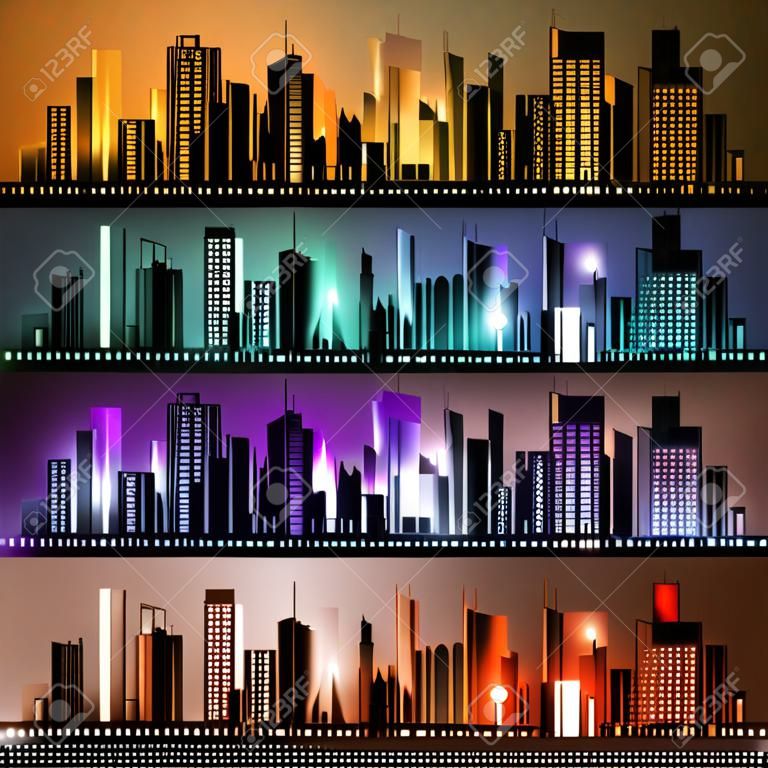 Zestaw abstrakcyjnych nagłówków panoramy miasta