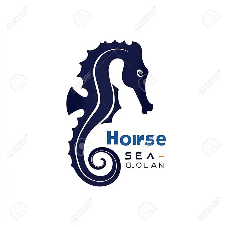 Logo d'icône de cheval de mer et illustration de vecteur créatif de symbole