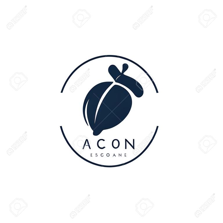 Acorn OAK inspiração simples logotipo ilustração vector ícone modelo