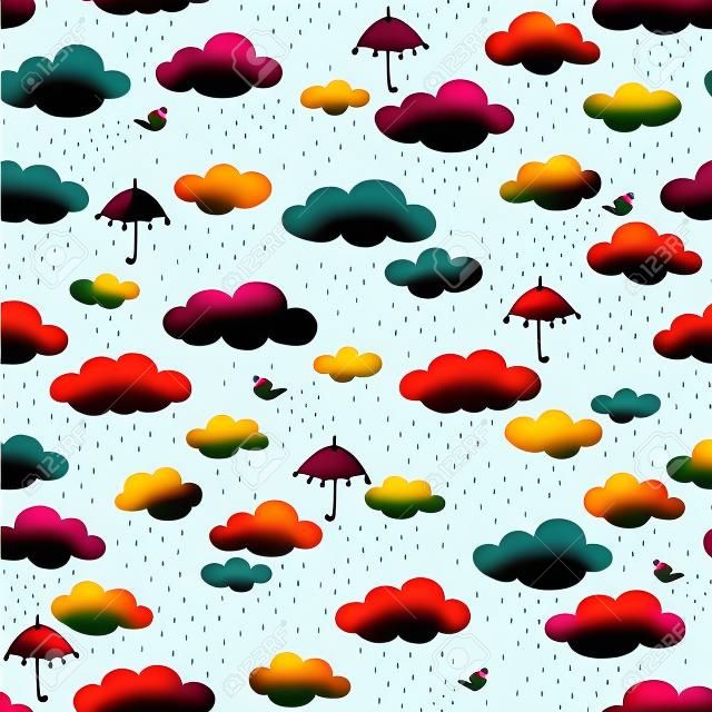 雨雲の可愛い模様イラスト材、