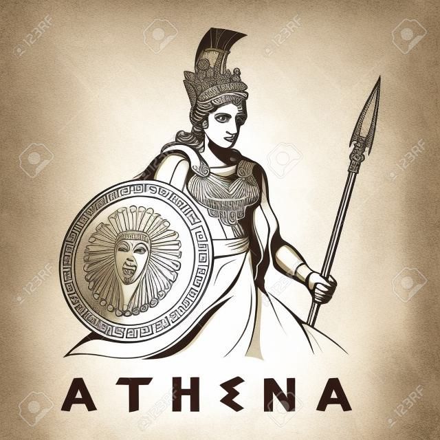 Modello di vettore dell'illustrazione della dea greca Atena