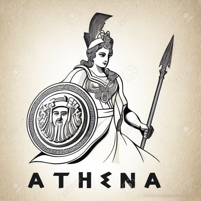 Modelo de vetor de ilustração de Deusa grega Athena