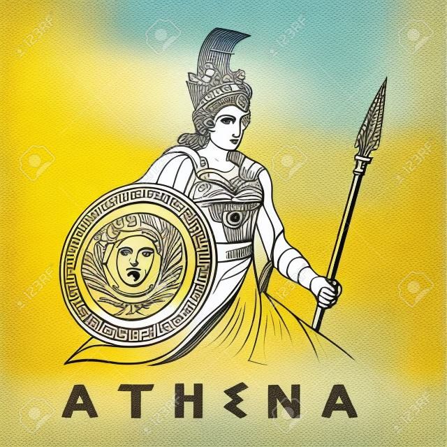 Modelo de vetor de ilustração de Deusa grega Athena