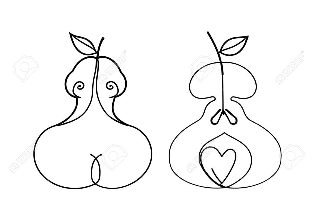 Ciało kobiety kształtuje jabłko gruszka typy ikona ilustracja wektorowa