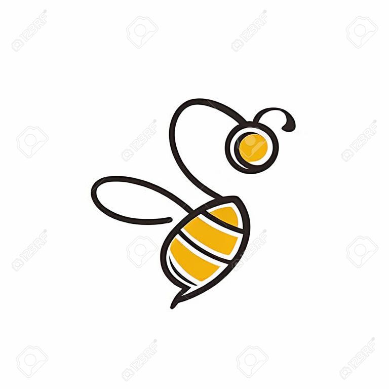 Logo dell'ape con uno stile di linea semplice colorato in nero e giallo