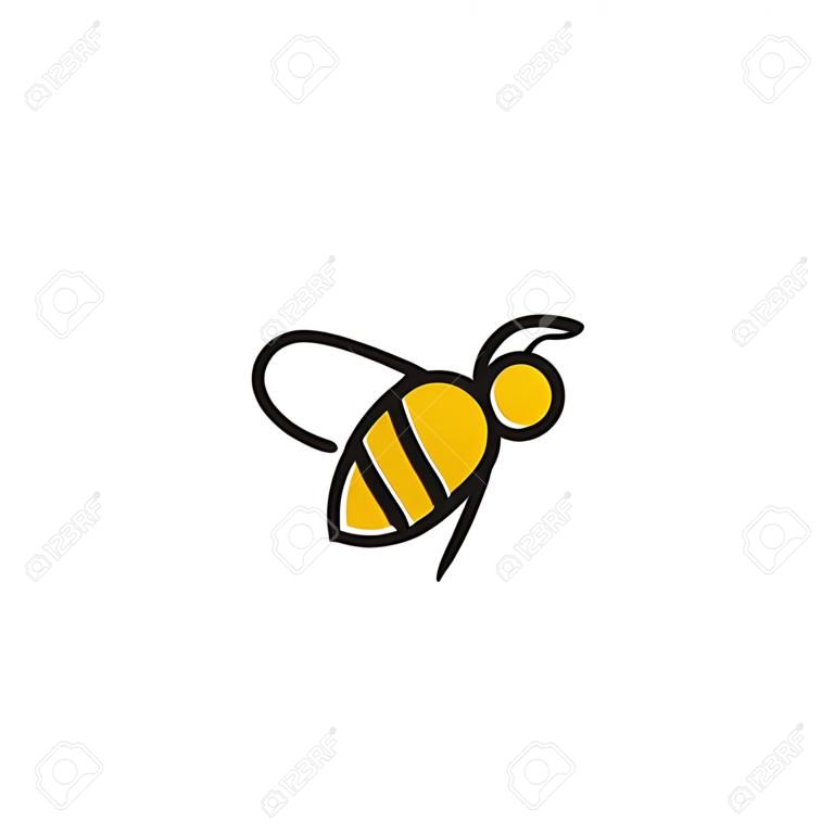 Logotipo de abeja con estilo de línea simple de color negro y amarillo.