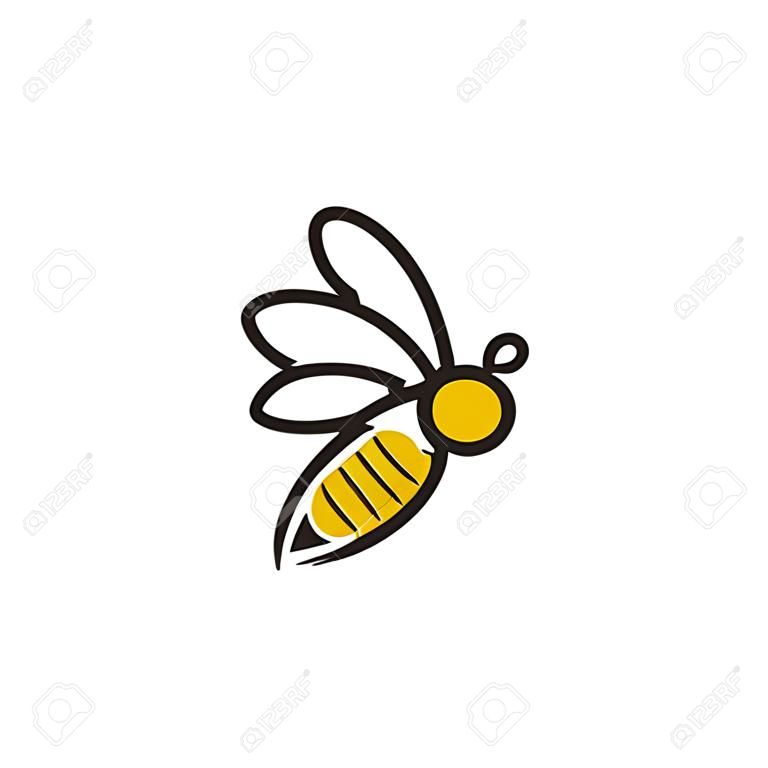 Logotipo de abelha com estilo de linha simples colorido preto e amarelo