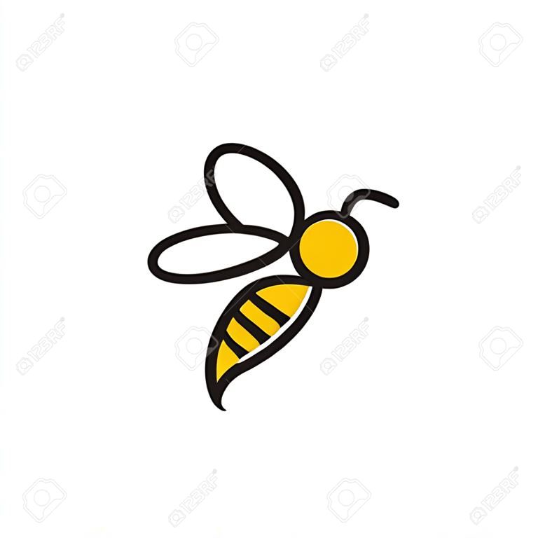 Bee logo with simple line style colored black and yellow