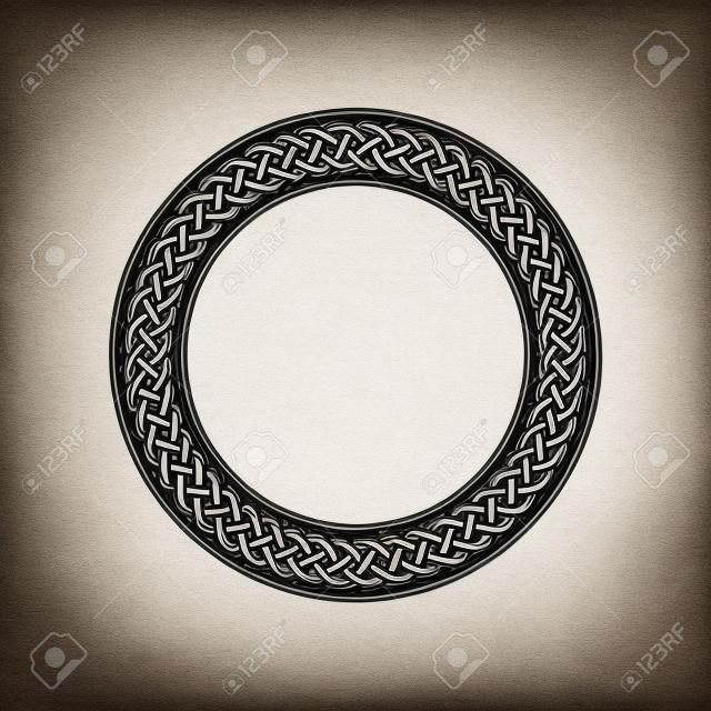 Circle celtic knot meander art vector