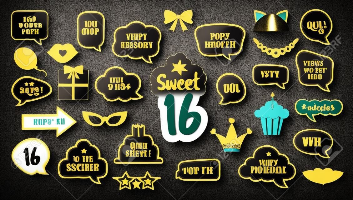 16th birthday photobooth props set for sixteen