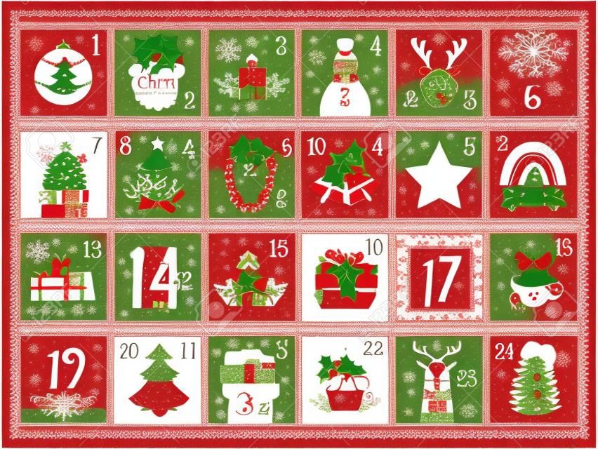 Christmas advent calendar Countdown xmas number card