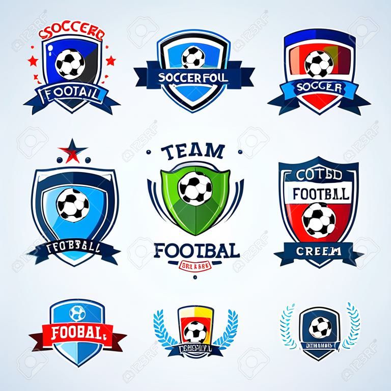 Soccer logo templates mega set. Football logo. Set of soccer football crests and logo template emblem designs, logotypes design concepts of football icons.