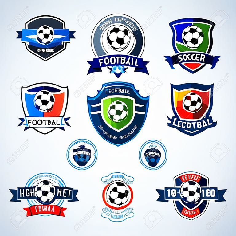 Soccer logo templates mega set. Football logo. Set of soccer football crests and logo template emblem designs, logotypes design concepts of football icons.