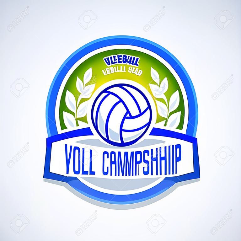 Volleyball team logo template. Volleyball emblem, logotype template, t-shirt apparel design. Volleyball ball. Sport badge for tournament or championship.