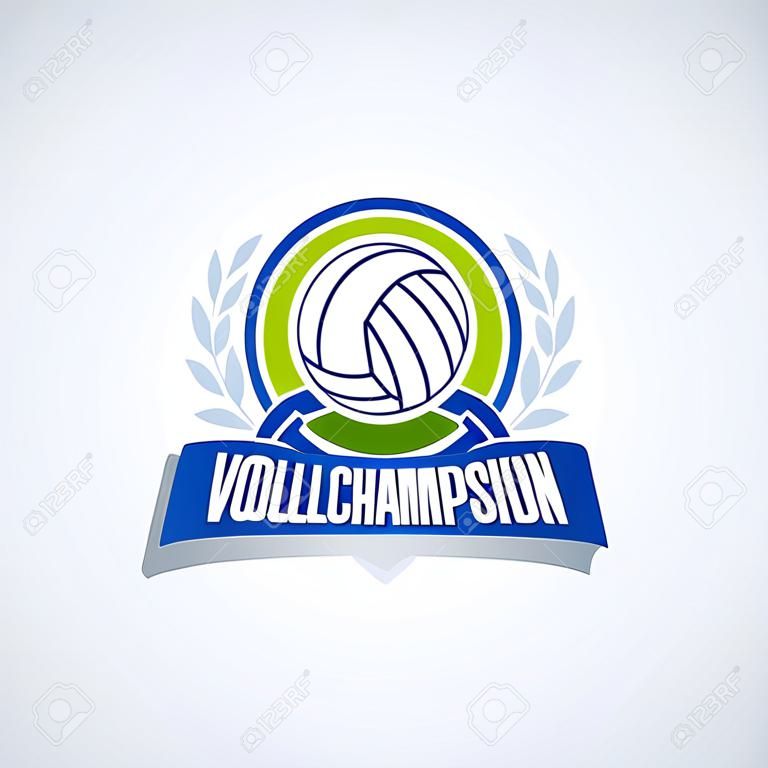 Modèle de logo d'équipe de volley-ball. Emblème de volley-ball, modèle de logo, conception de vêtements de t-shirt. Ballon de volley-ball. Insigne de sport pour tournoi ou championnat.