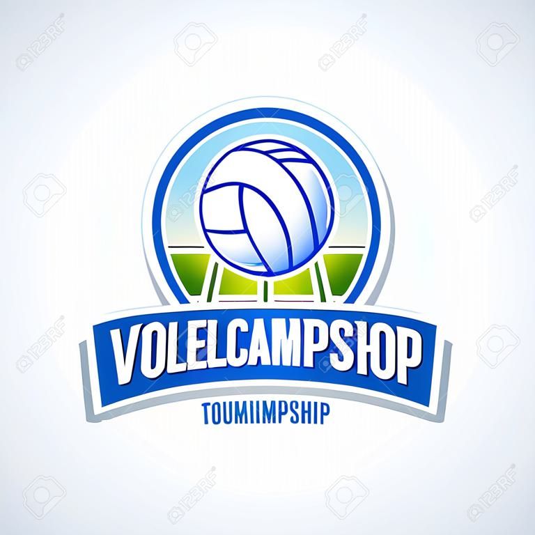 Volleyball team logo template. Volleyball emblem, logotype template, t-shirt apparel design. Volleyball ball. Sport badge for tournament or championship.