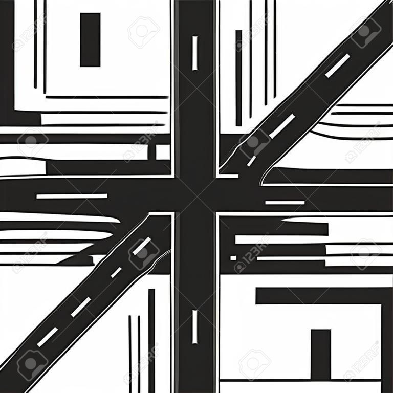Straßenkreuzung, Illustration Kreuzung, Autobahnkreuz,
