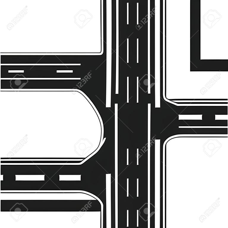 транспортная развязка, иллюстрация перекрестки, шоссе пересечение,