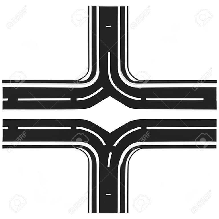 транспортная развязка, иллюстрация перекрестки, шоссе пересечение,