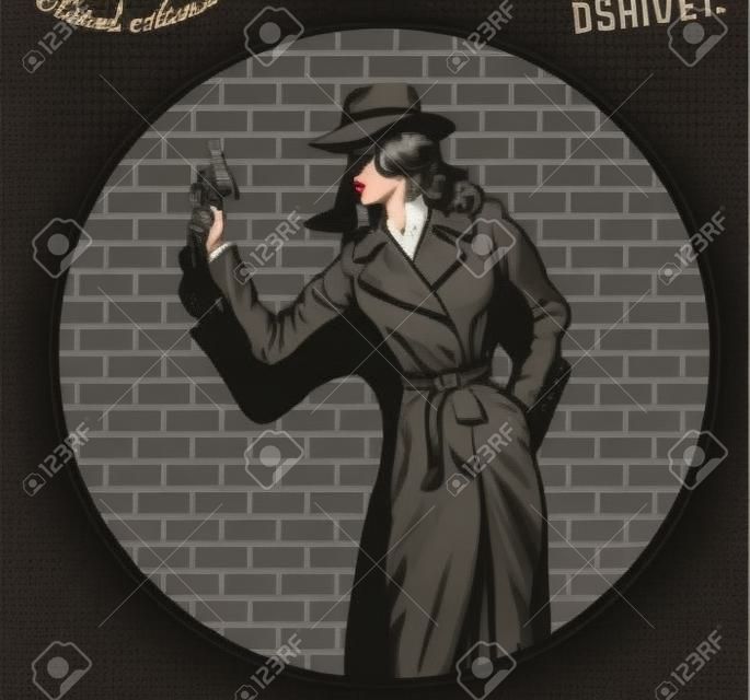 Oude stijl meisje detective, zoals uit de vijftiger jaren.