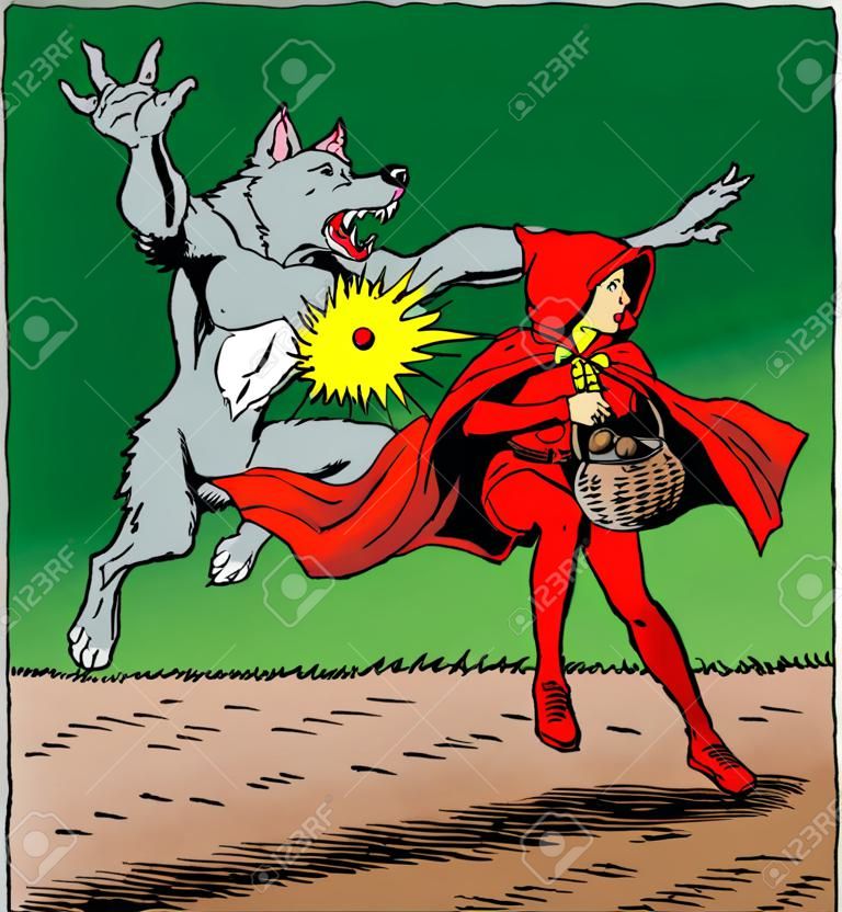 小紅帽踢狼，有益於自衛。