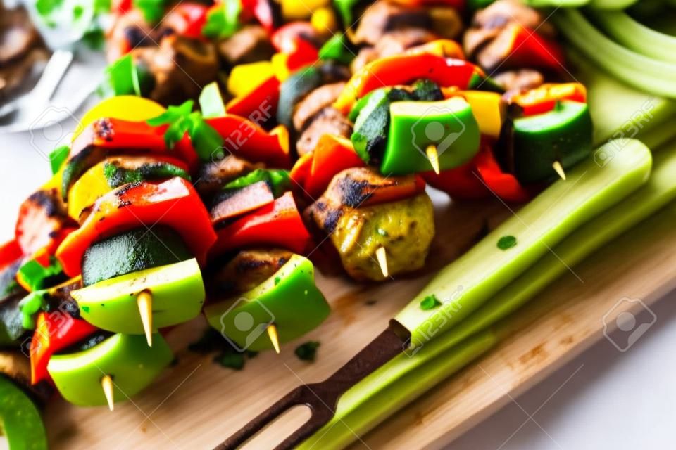 shish kebab crudo con varias verduras