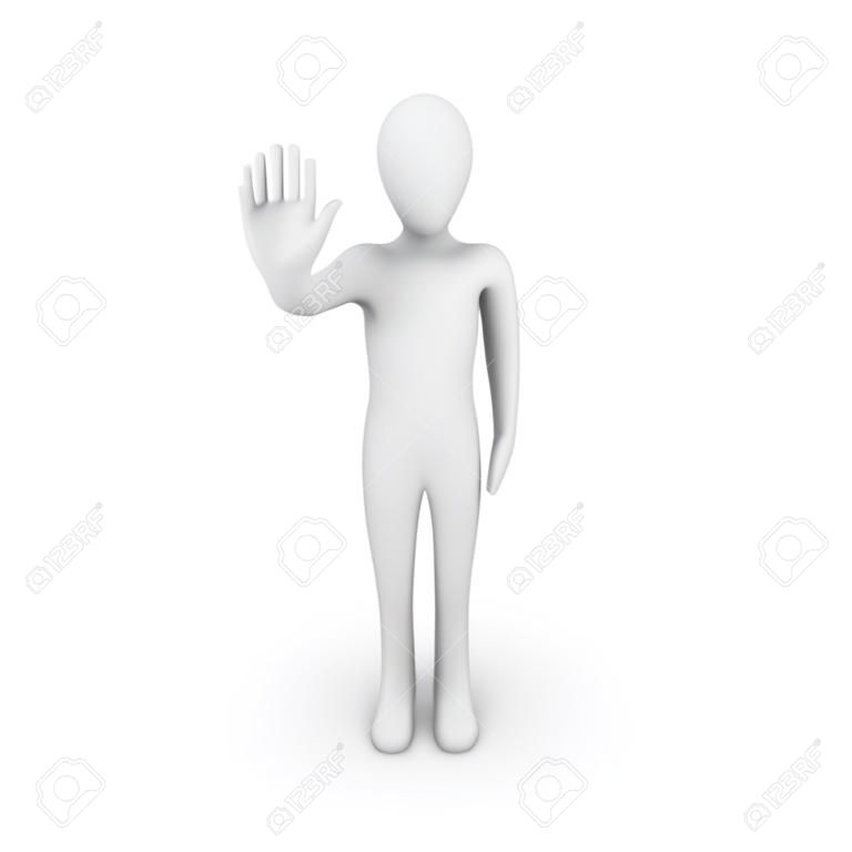 3d human hand stop isolated white background