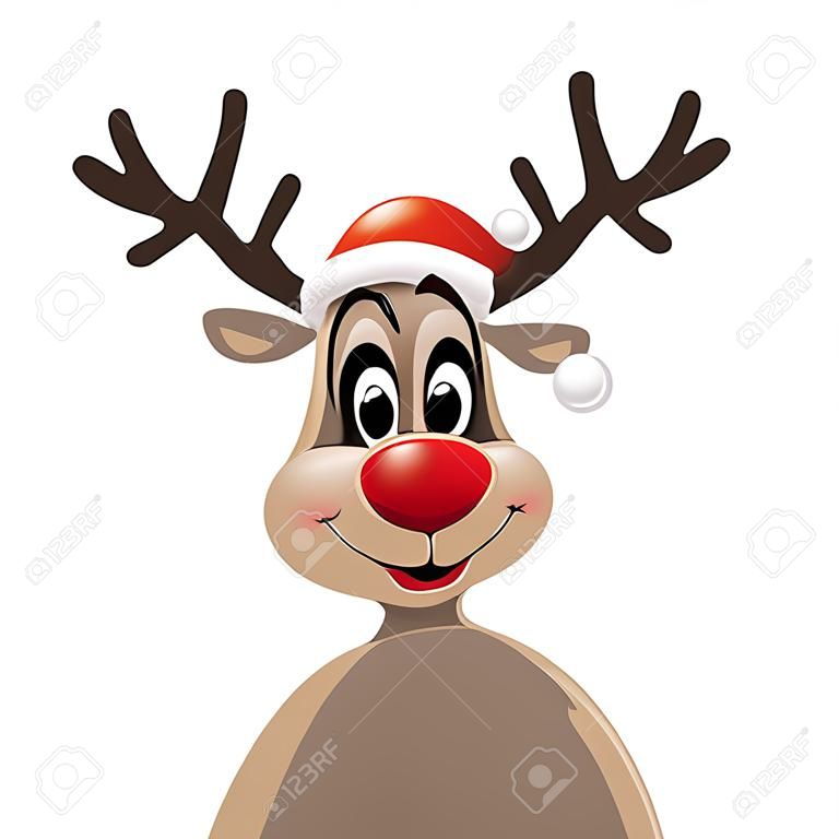 Rudolph le renne Nez rouge et chapeau de Père Noël